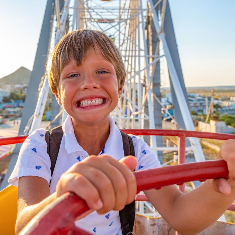 Scared Kid on Coaster Vacation